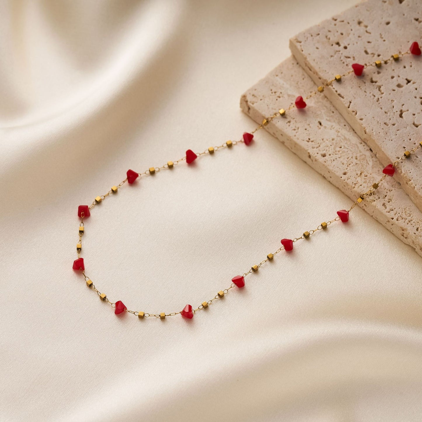 Red Zircon Irregular Necklace