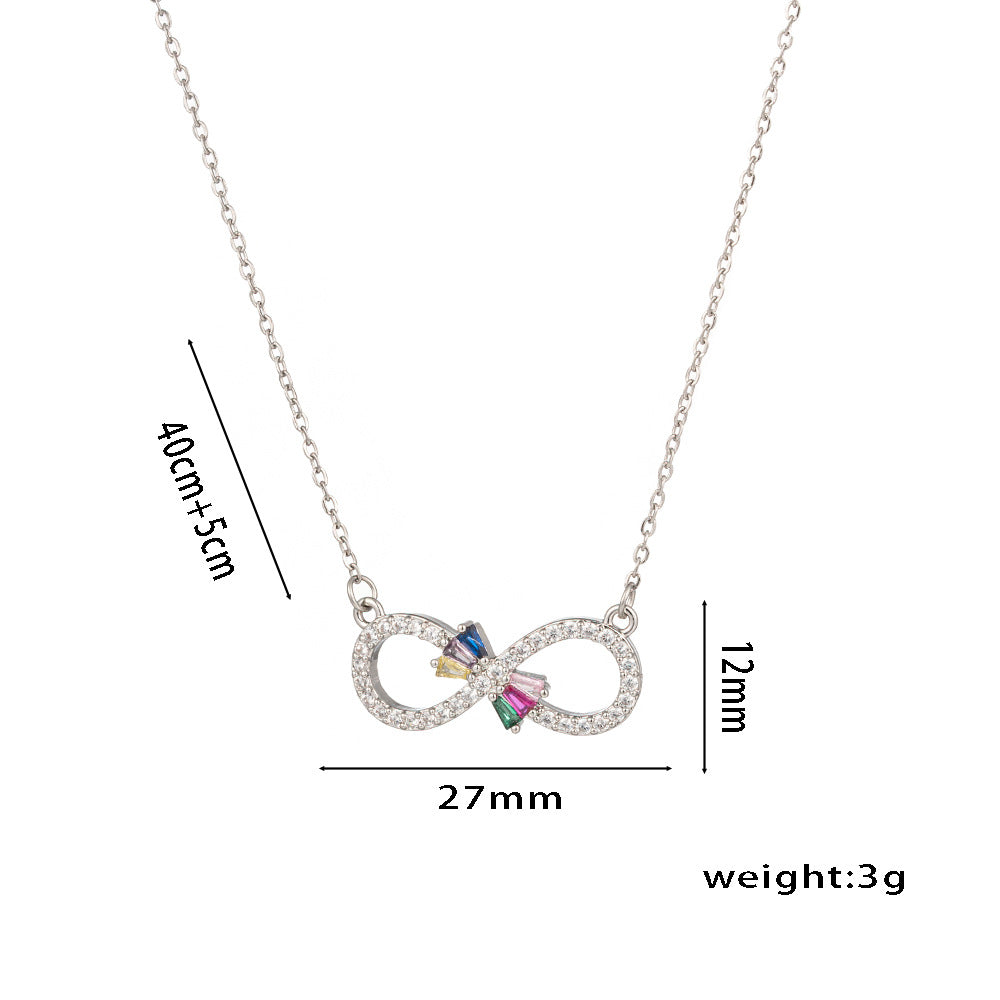 Colar de coração simples e elegante em formato de 8 com zircão, presente versátil para mulheres 