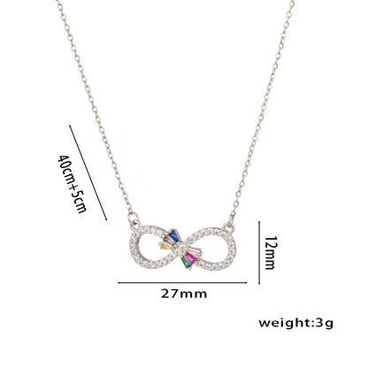 Colar de coração simples e elegante em formato de 8 com zircão, presente versátil para mulheres 