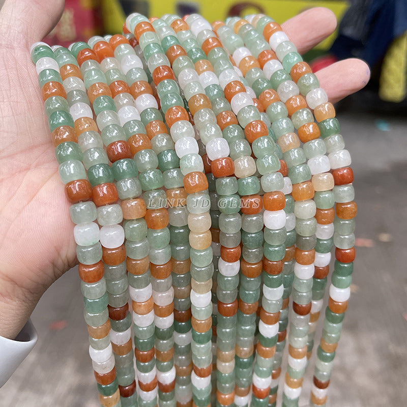 7-8Mm natural tricolor jade old beads loose beads