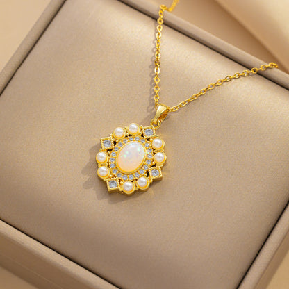 Collar de moda con colgantes de corazón, luna y estrella, acero titanio 