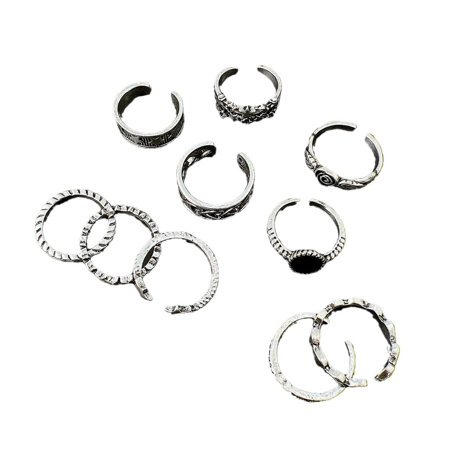 Vintage distressed ring set 10 pieces