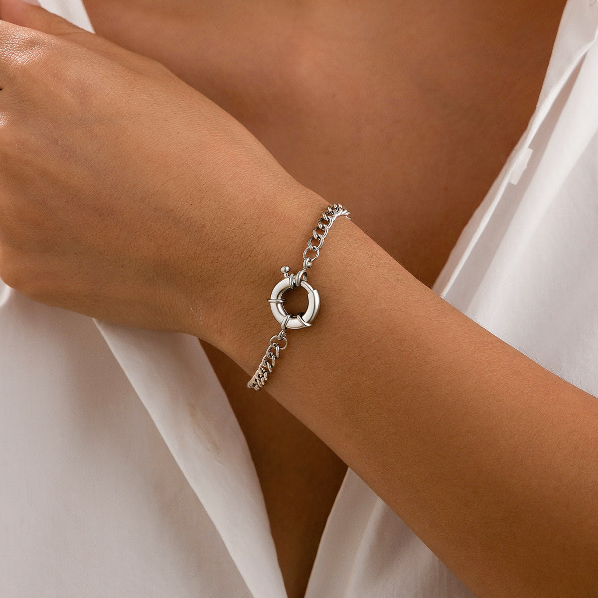 Geometric Metal Copper Ring Bracelet