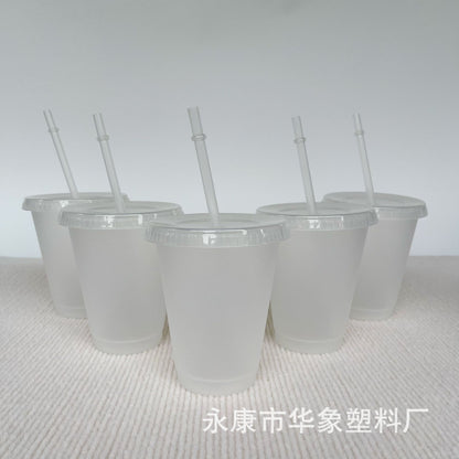 16Oz transparent pp plastic straw cup