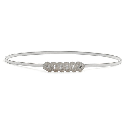 Silver chain round buckle belt