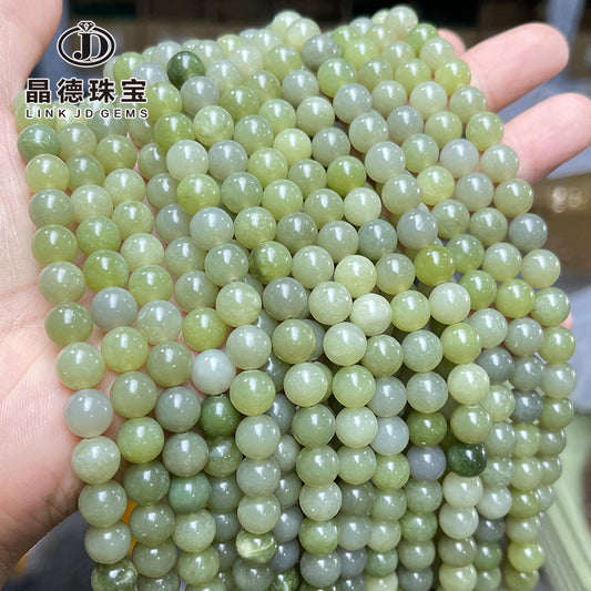 Stone sapphire loose beads Green jade bracelet round beads work in progress
