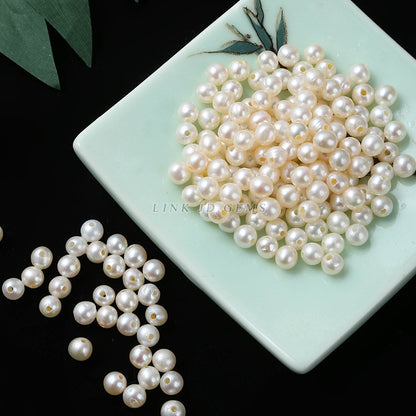 4-5Mm natural freshwater punched round macroporous pearl loose beads