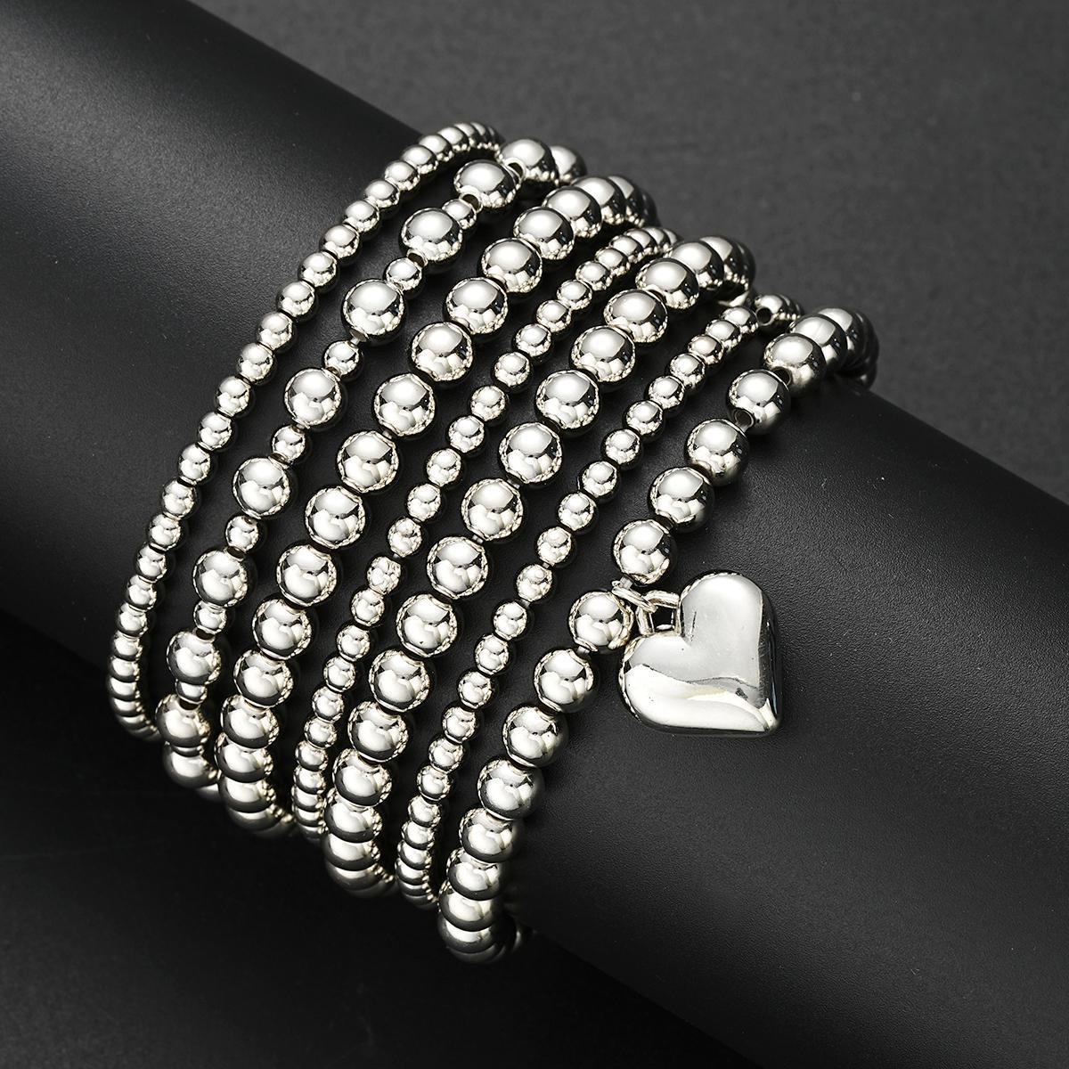 7-Piece CCB Bead & Love Bracelet Set