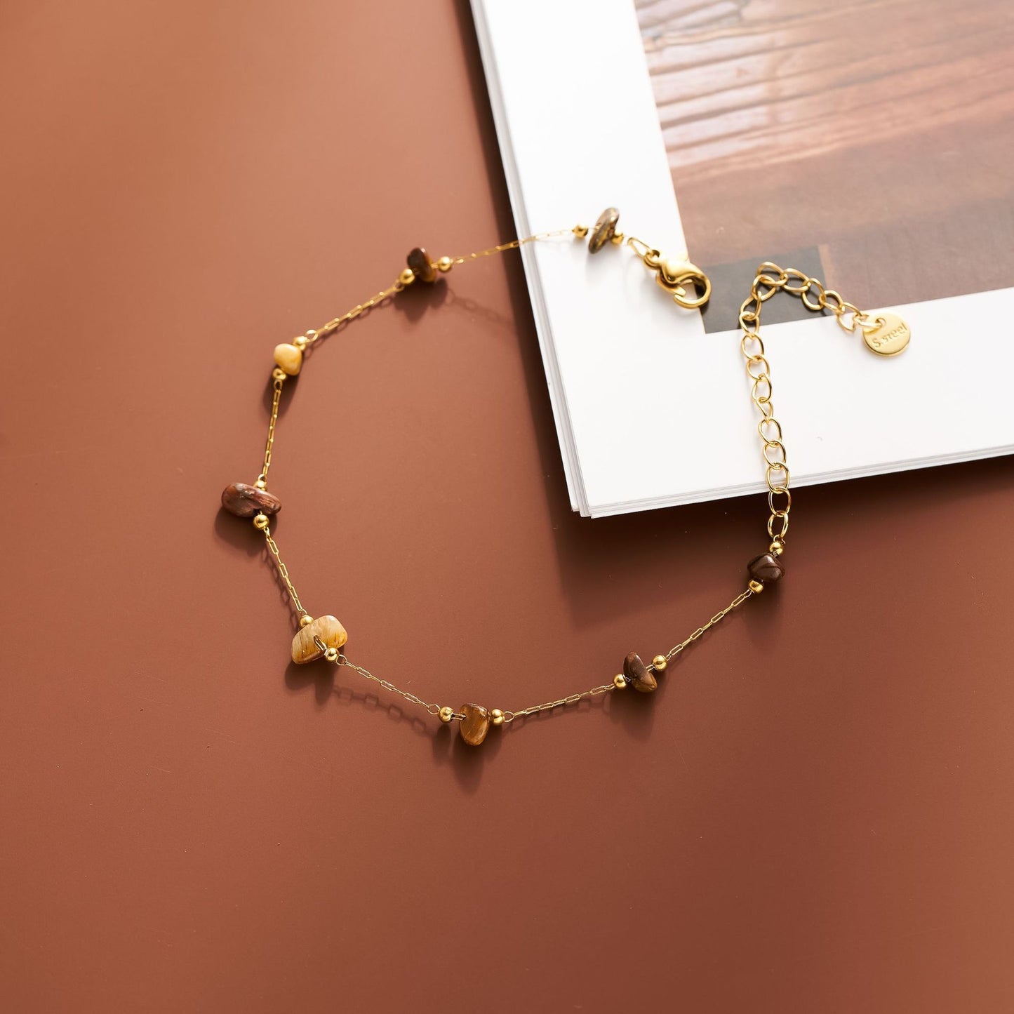 Titanium steel bracelet tiger's eye simple jewelry