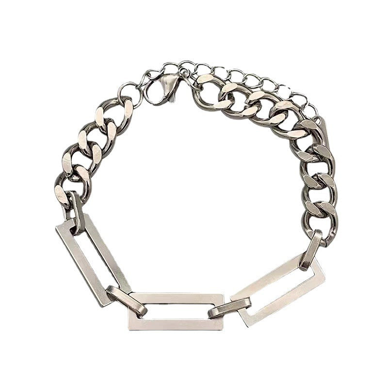 Titanium Steel Spliced Hip-Hop Collarbone Necklace