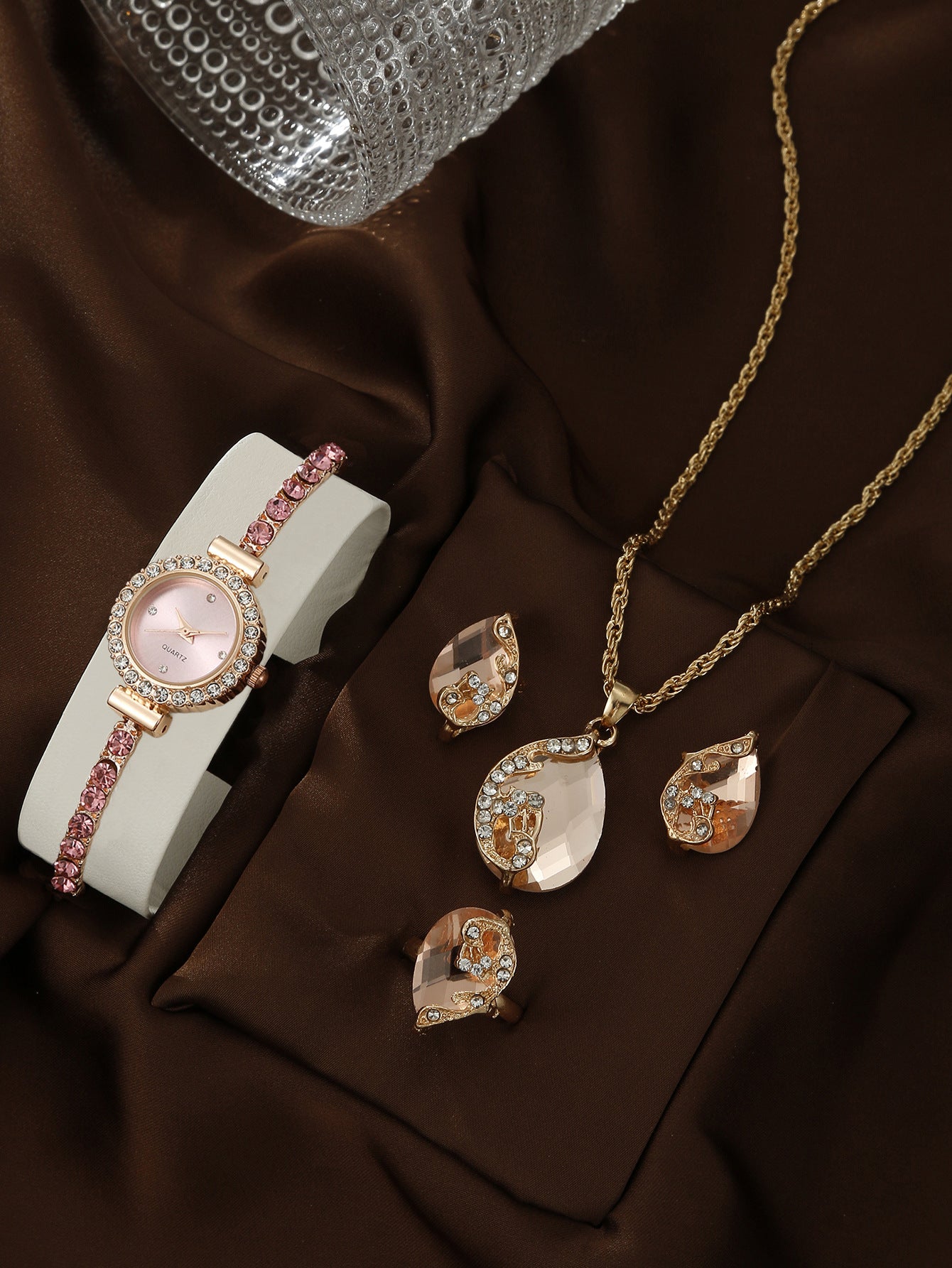 Bracelet Watch Peacock Water Drop Women's Jewelry Set