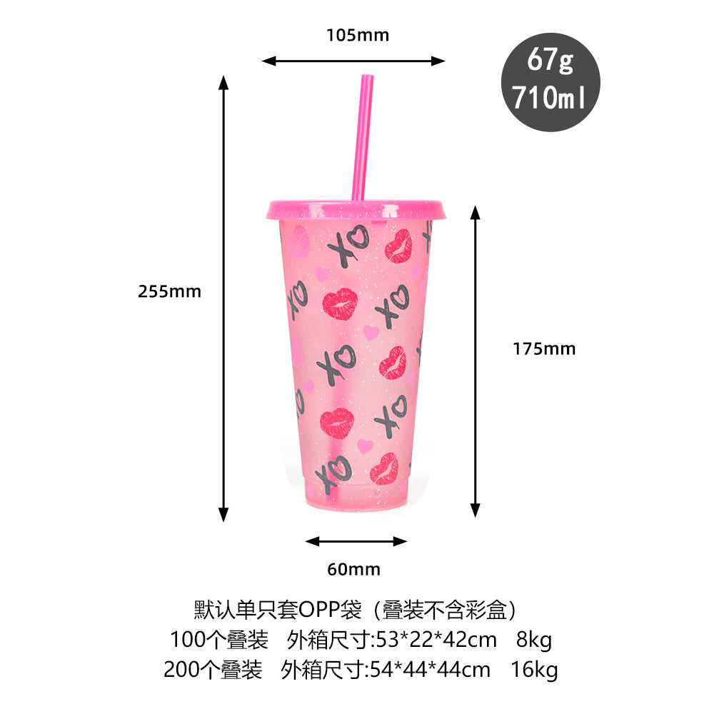 Valentine's Day new glitter color-changing cup