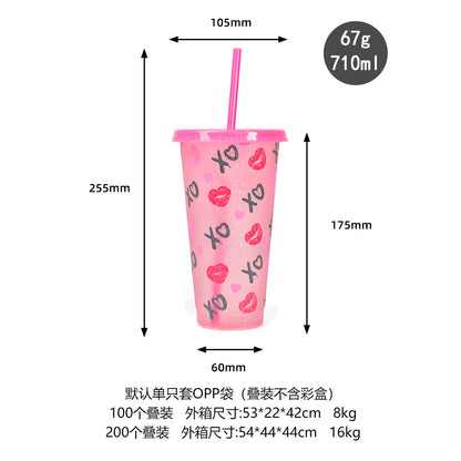 Valentine's Day new glitter color-changing cup