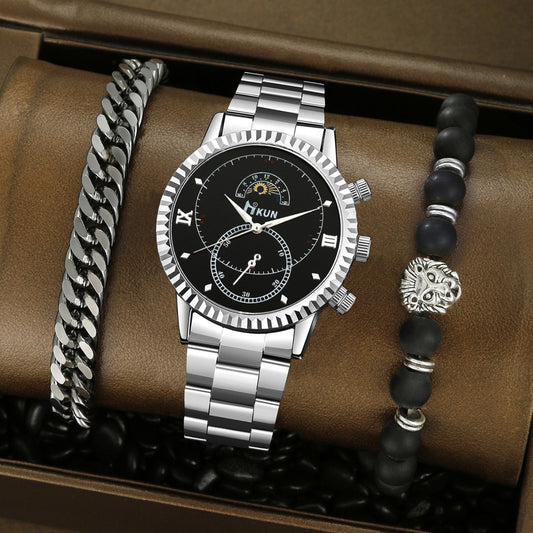 Quartz watch, sun, moon and stars beaded set