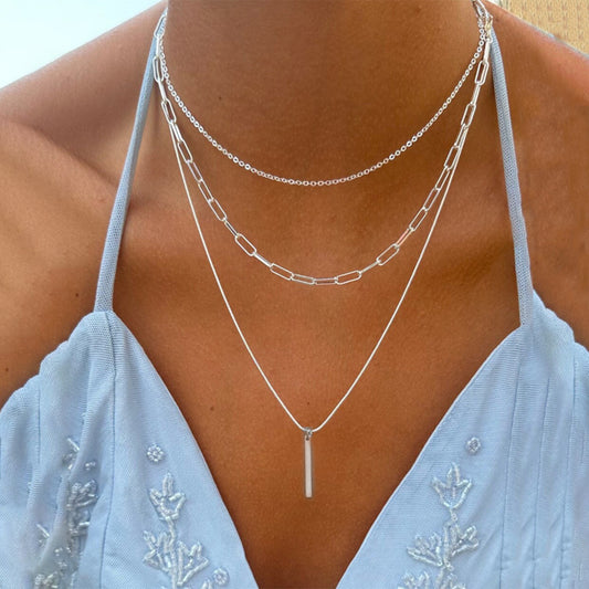 Metal Vertical Strip Multi-Layer Necklace