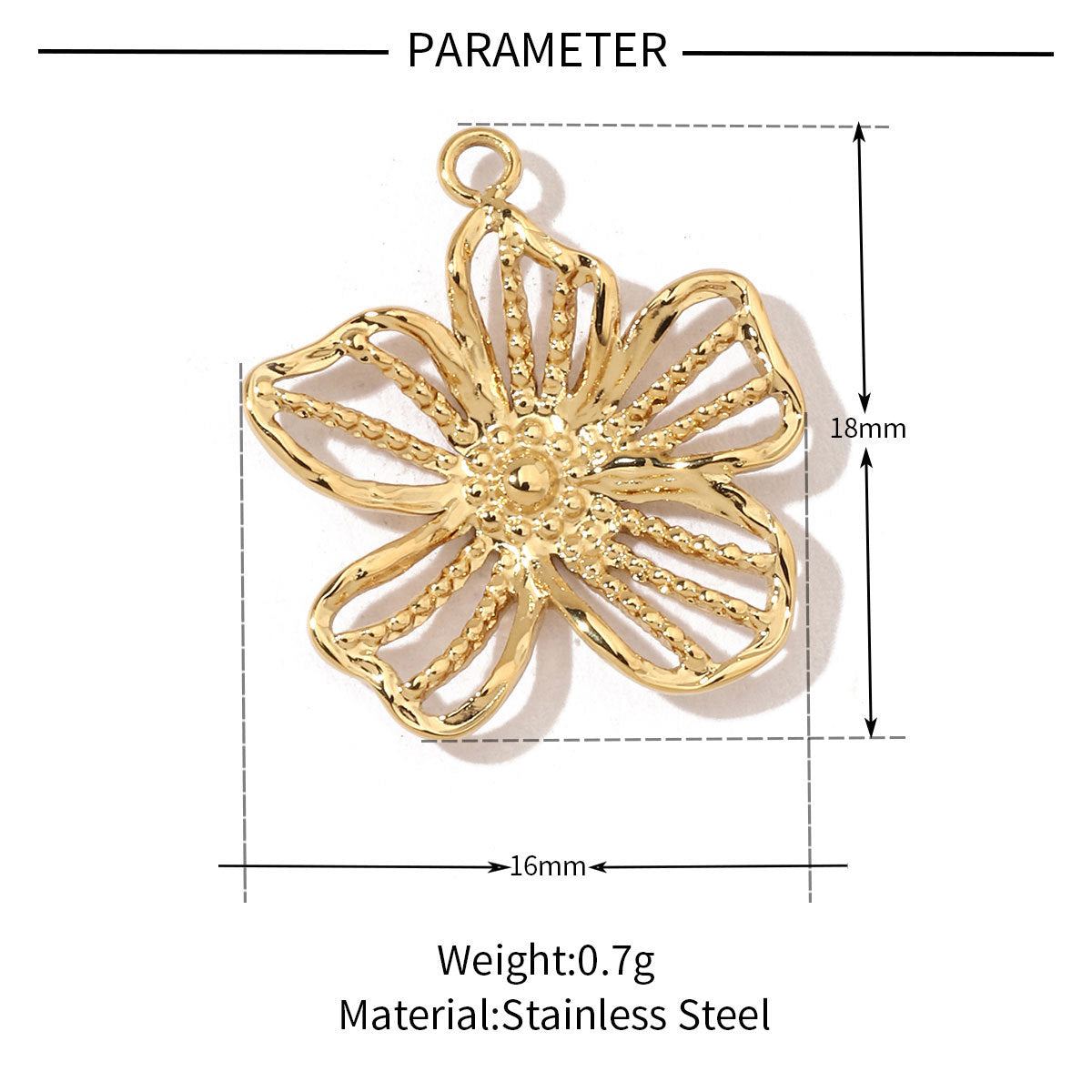 Square oil drop flower titanium steel necklace pendant