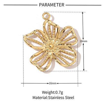 Square oil drop flower titanium steel necklace pendant