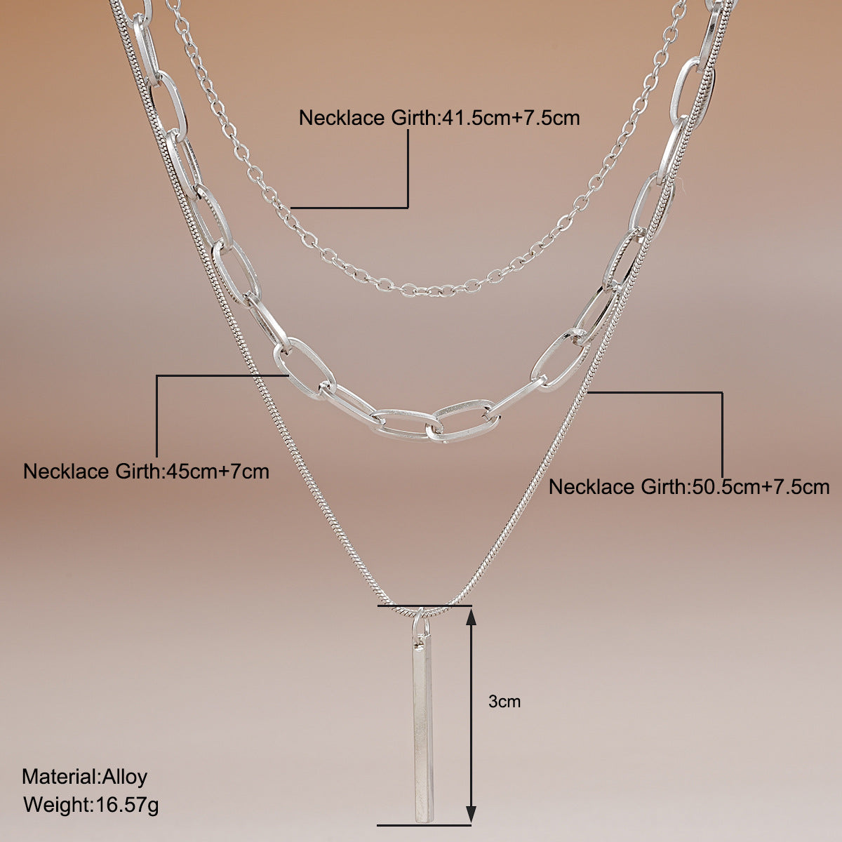 Metal Vertical Strip Multi-Layer Necklace