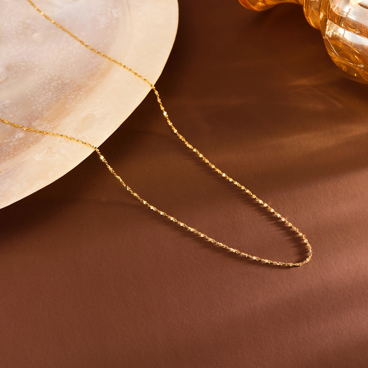 18K gold titanium steel gypsy necklace