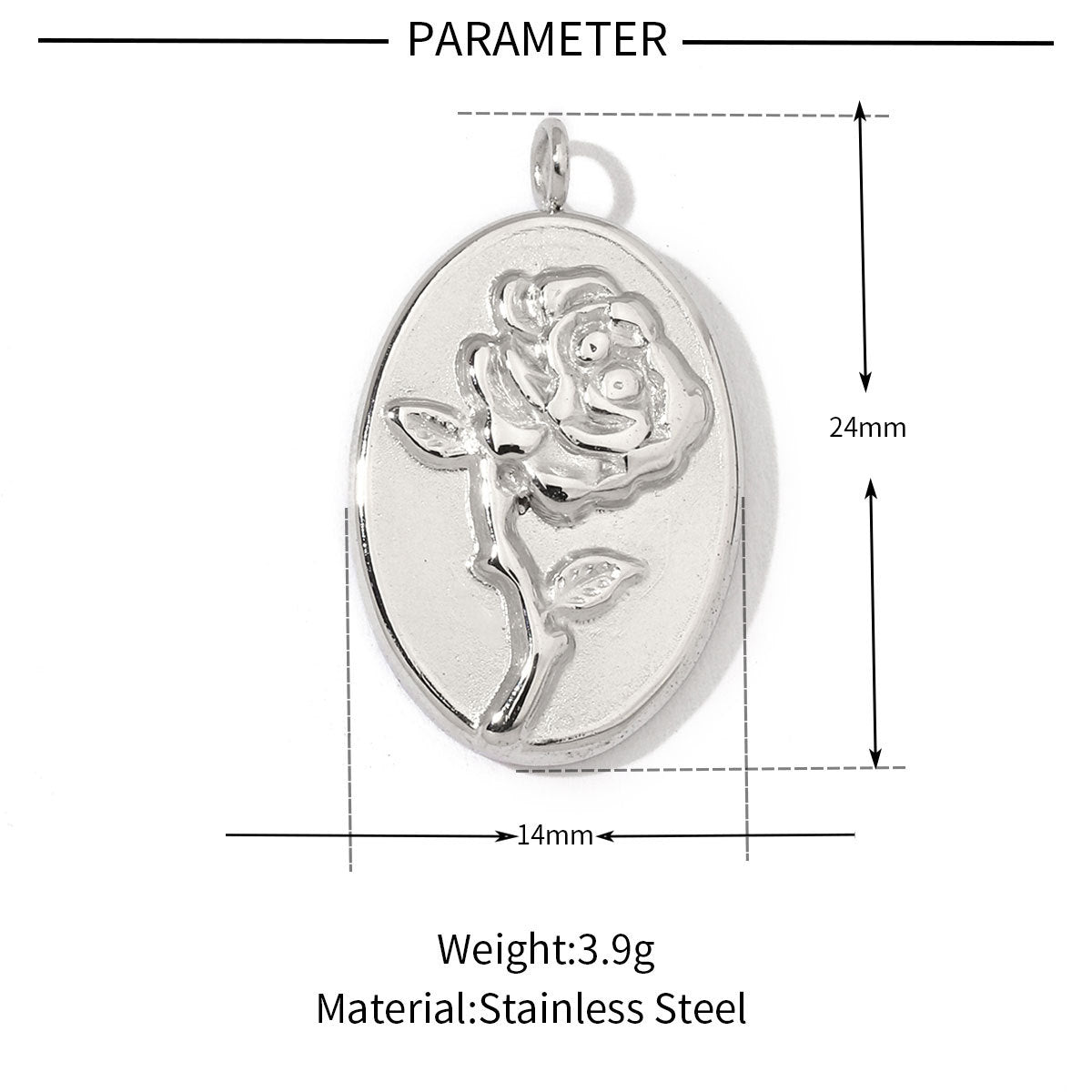 Square oil drop flower titanium steel necklace pendant