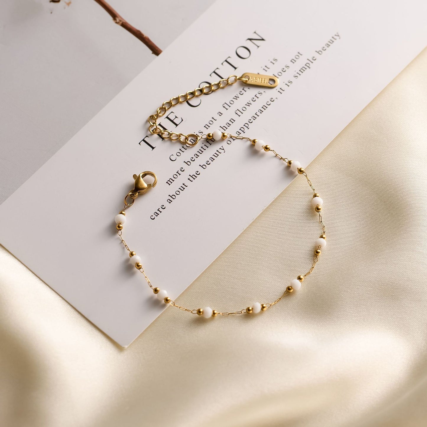 Women's Titanium Steel Natural Stone Necklace & Geometric Zircon Bracelet Set