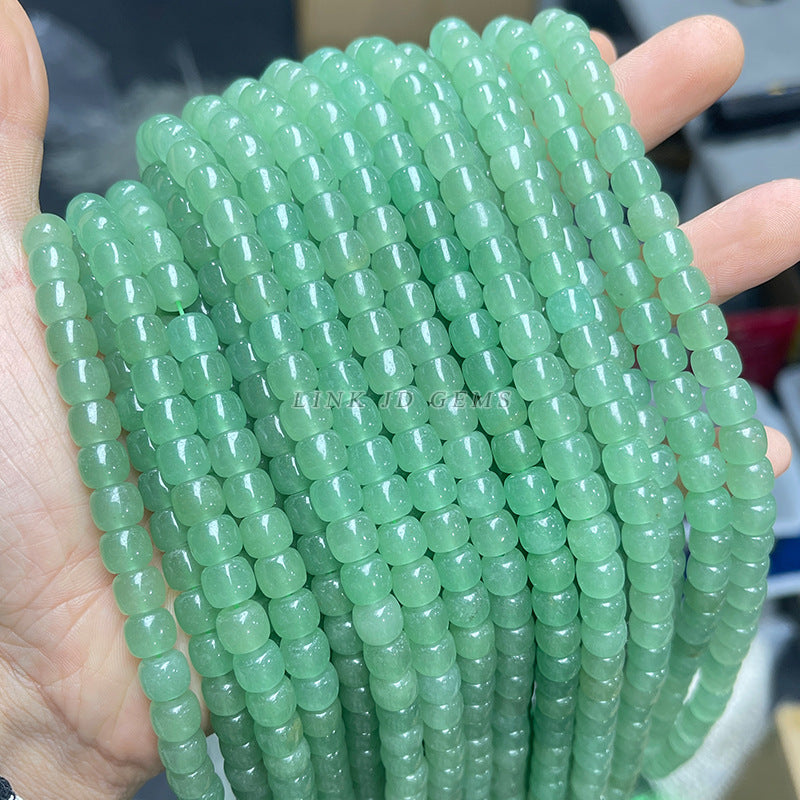 8/10Mm natural green Dongling jade old-shaped beads loose beads