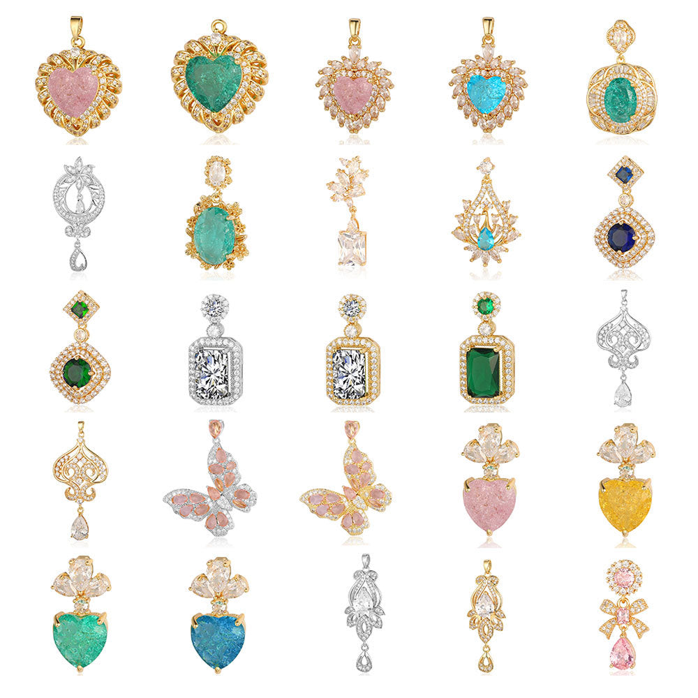 Copper zircon pendant water drop oval square