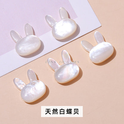 Accesorios para cabeza de conejo con concha de mariposa blanca natural de 10/12 mm 