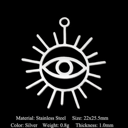 5 pcs/pack stainless steel card star and moon eye pendant.