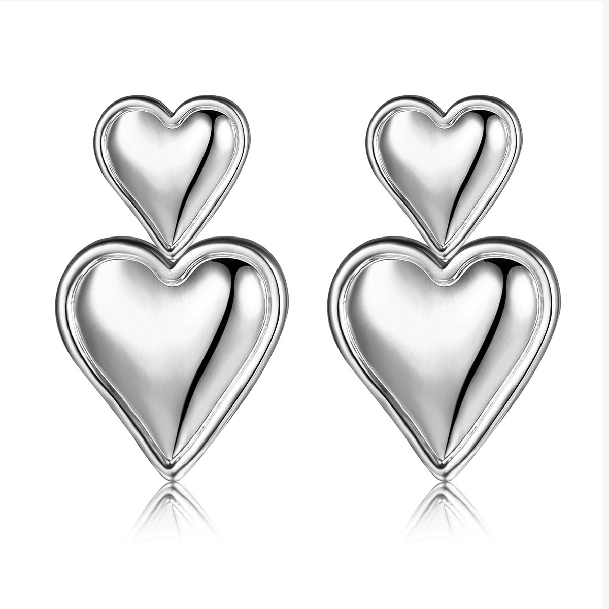 Metallic Peach Heart Stud Earrings