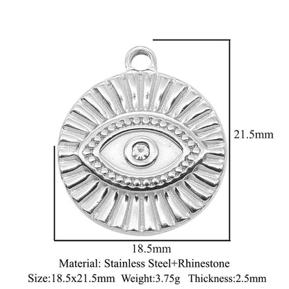 3 pcs/pack stainless steel geometric round sun eye pendant