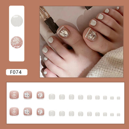 French Diamond Glitter Toe Nails