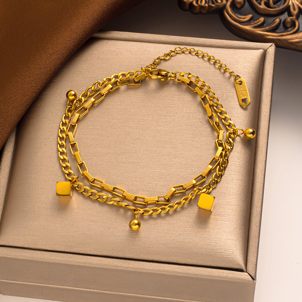 Pulseira geométrica de aço de titânio, joias elegantes de estilo europeu e americano 