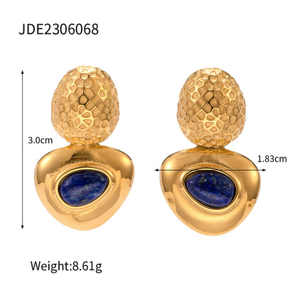 Triangle inlaid lapis lazuli earrings