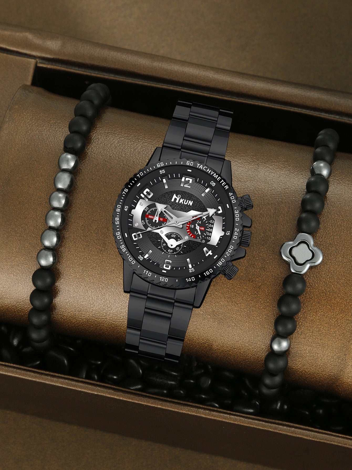 Men's Watch Punk Woven Bracelet Set