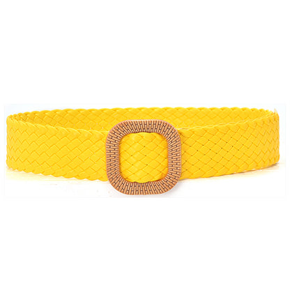 Colorful Round Buckle Belt Versatile Braided