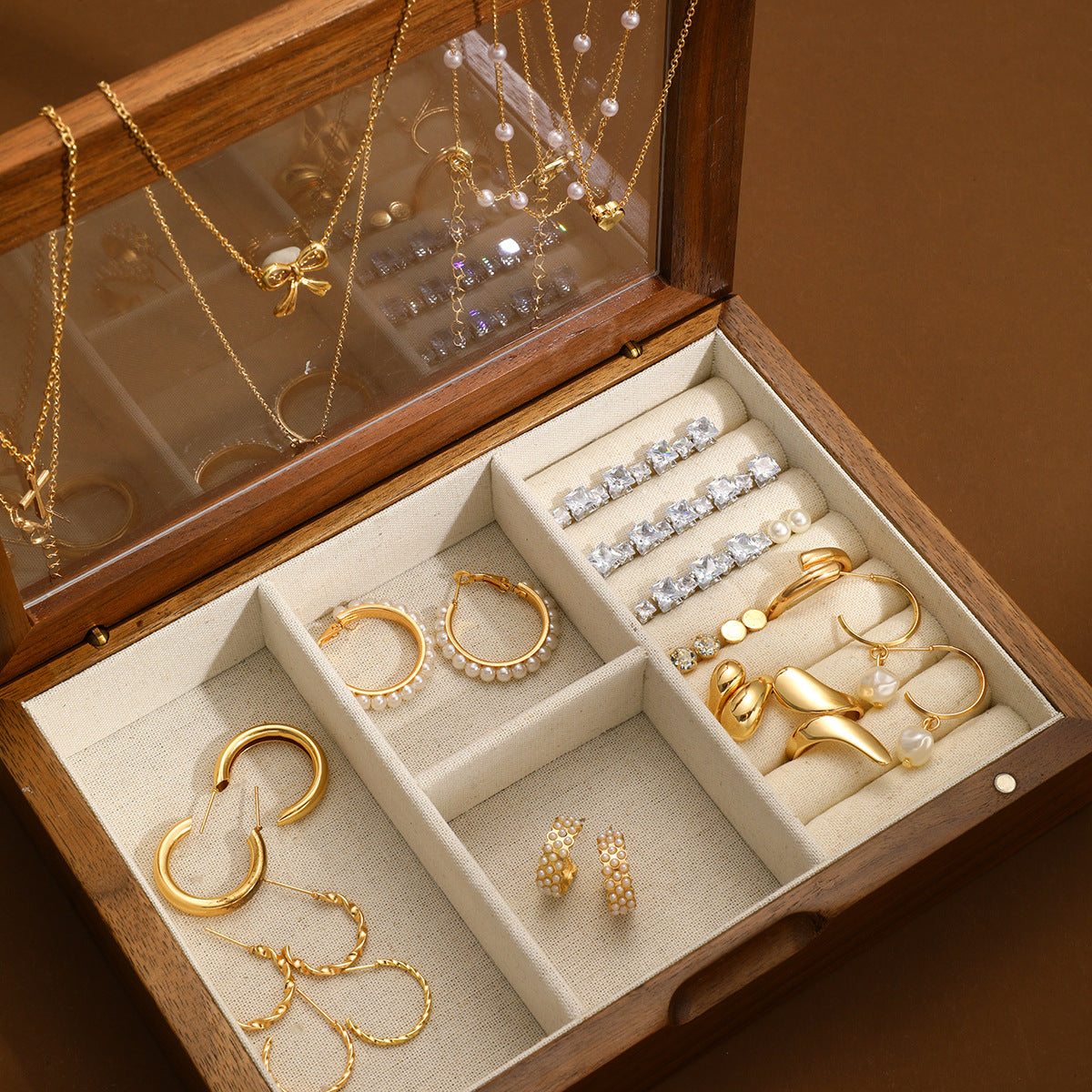 Peach Heart Pearl Butterfly Necklace & Studs Set