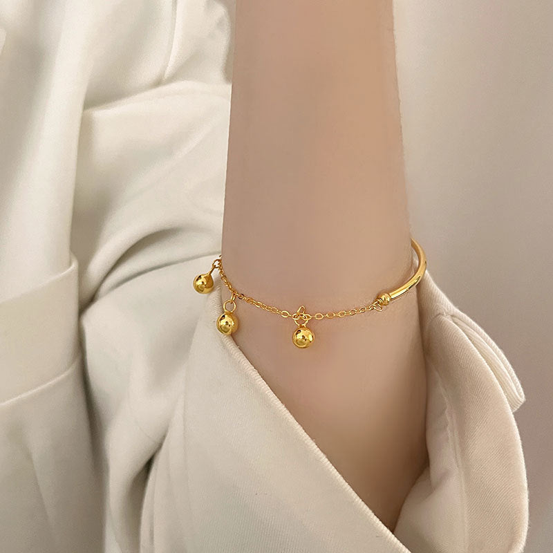 Titanium Steel 18K Gold Bead Bracelet