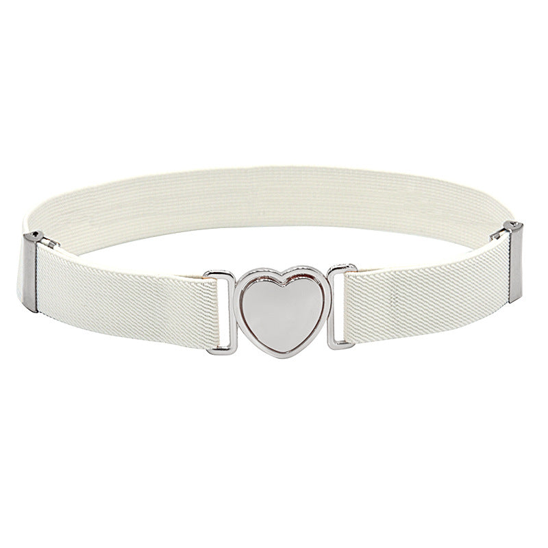 Silver Heart Buckle Adjustable Kids Belt