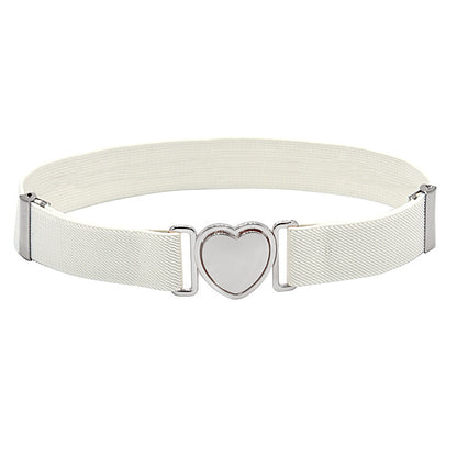 Silver Heart Buckle Adjustable Kids Belt