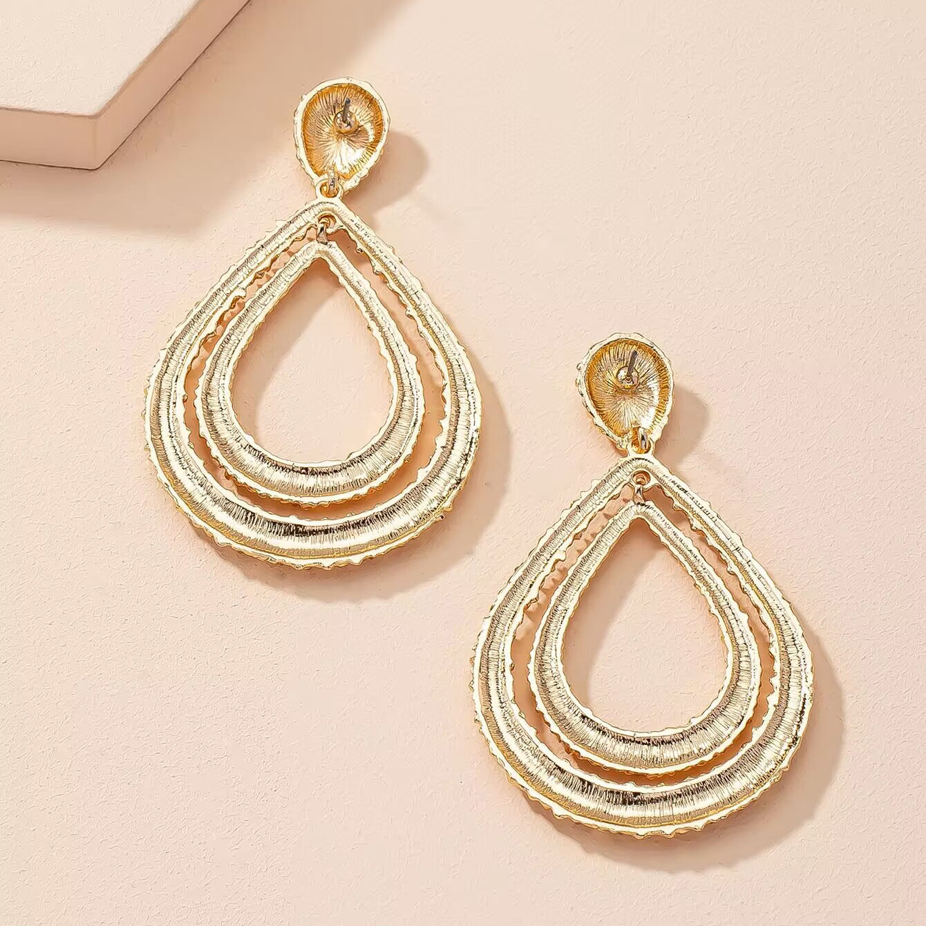 Double-Layer Water Drop Geometric Earrings