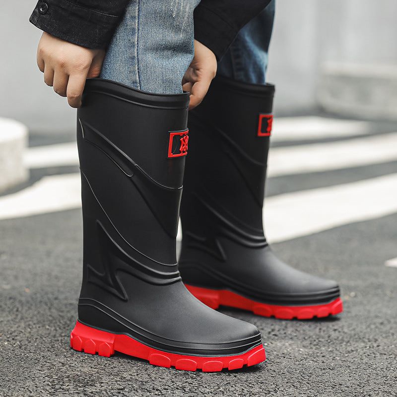 Rain shoes men's European and American style tall tube