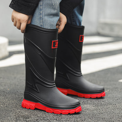 Rain shoes men's European and American style tall tube