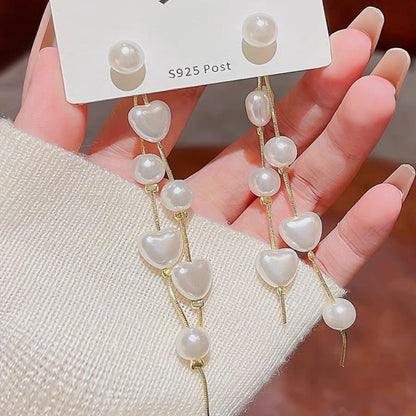 Pearl earrings silver needle stud earrings