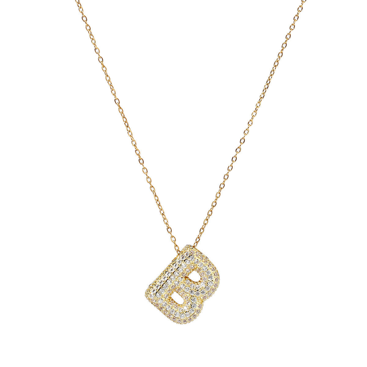 fashion A-Z Copper Zircon Letter Necklace Pendant
