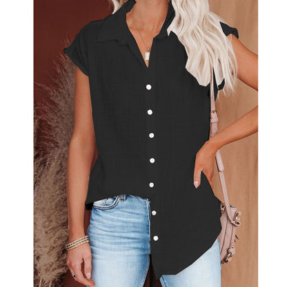 Single-breasted short-sleeved shirt for women