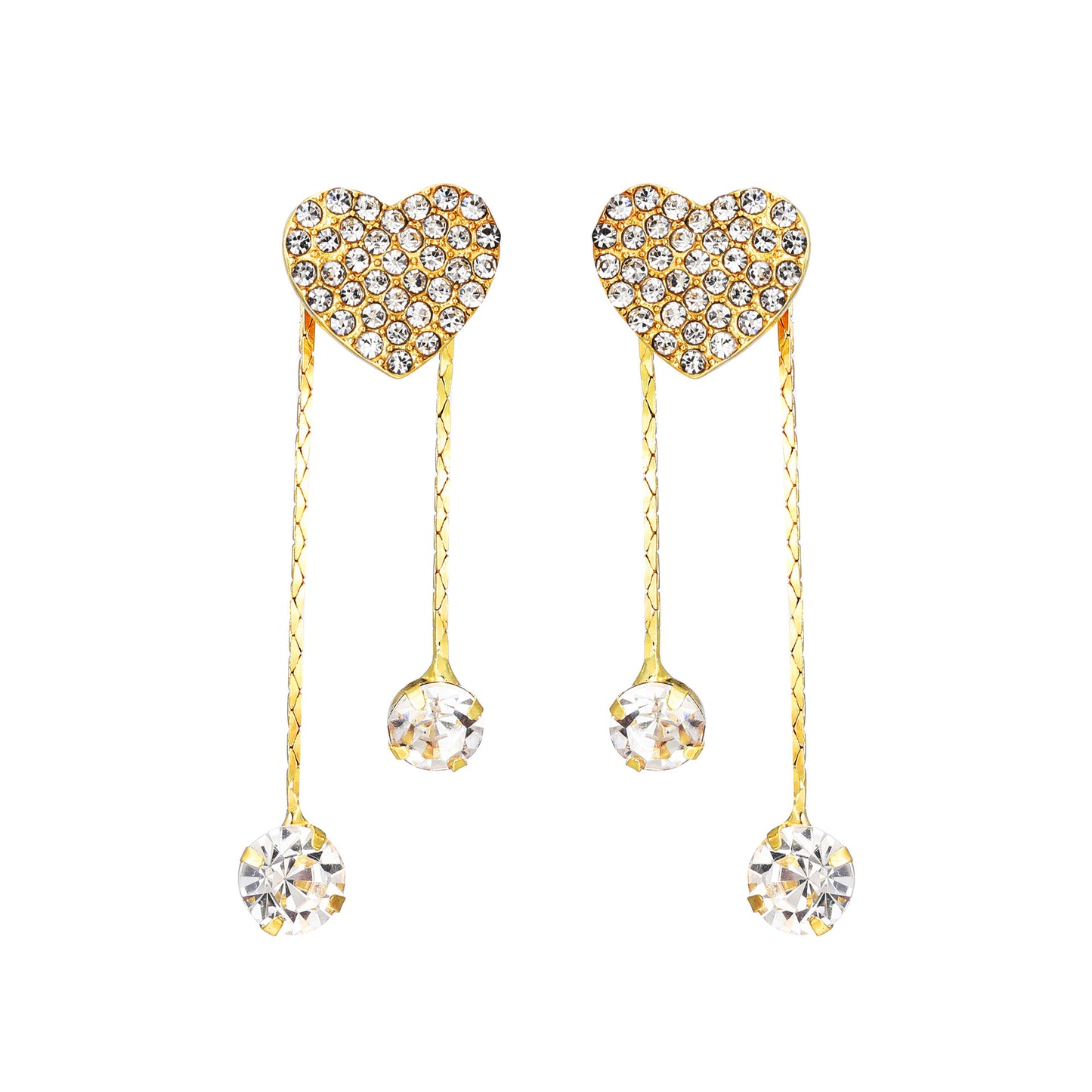 Asymmetrical Diamond Heart Stud Earrings