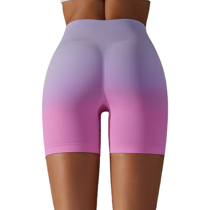 High-Stretch Gradient Shaping Peach Butt-Lifting High-Waist Fitness Shorts