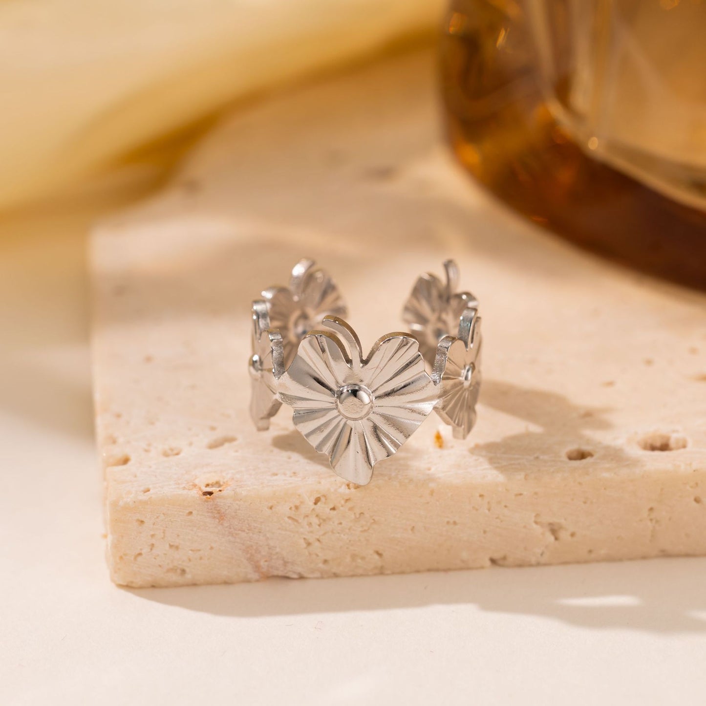 Titanium Steel Leaf Ring