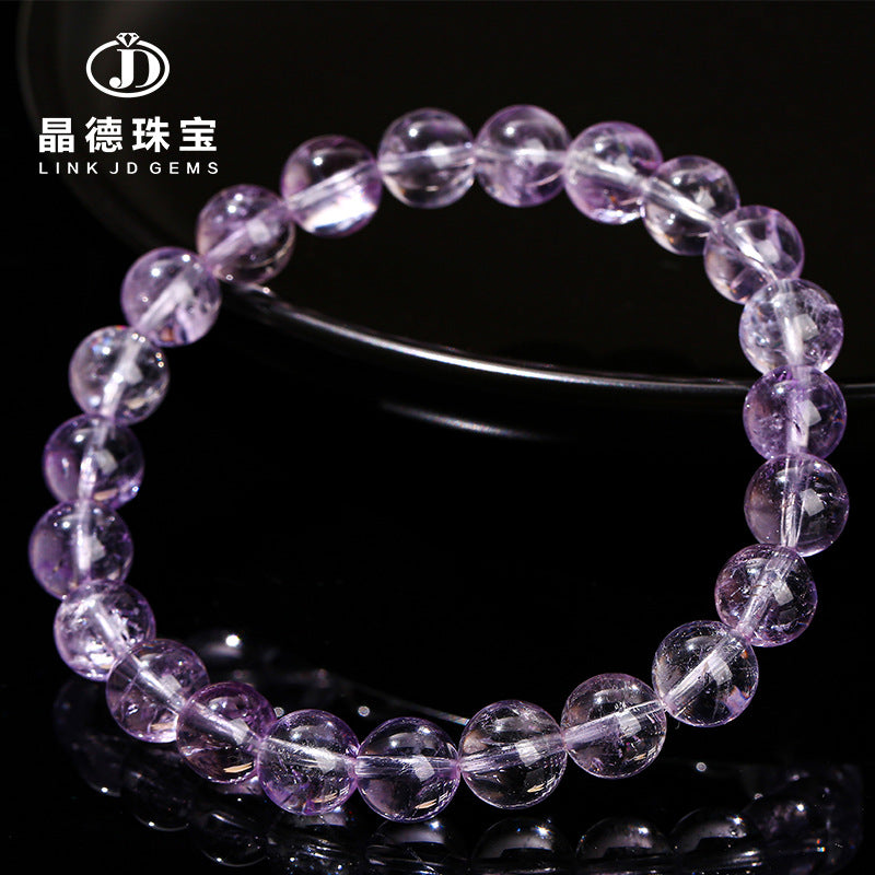 7A Natural Ice Transparent Purple Jade Bracelet